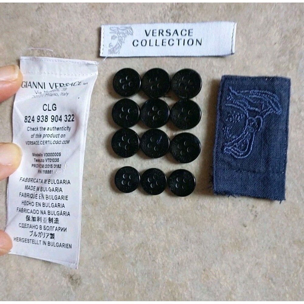 Versace Collection Buttons Replacement Shirt SpellOut Logo Flat 4 Hole NavyBlue